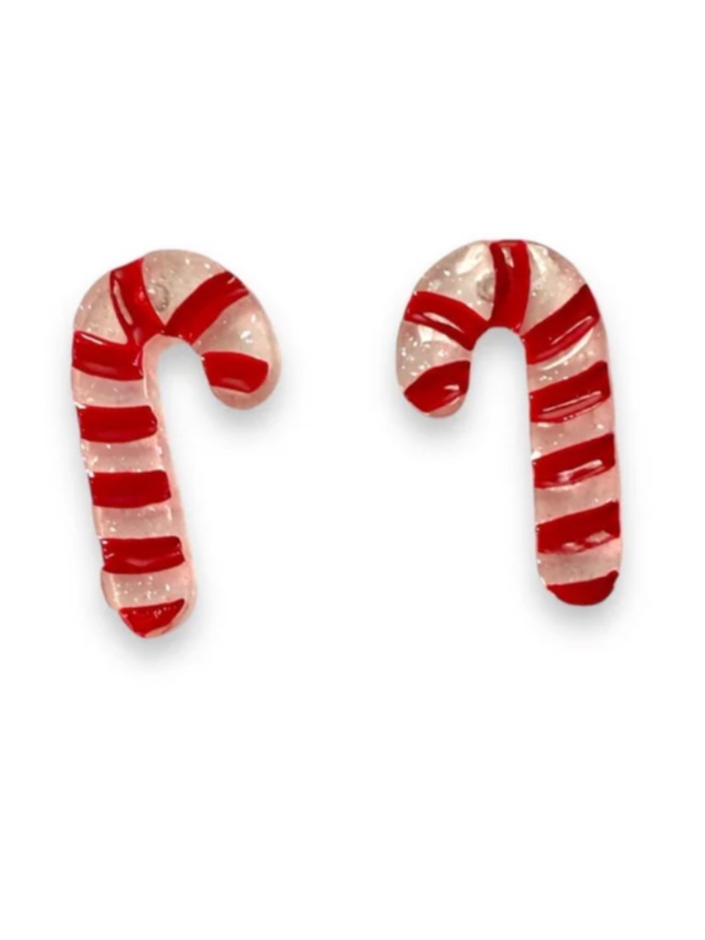 NWT Lipstick & Chrome Itty-Bitty Candy Cane Earrings